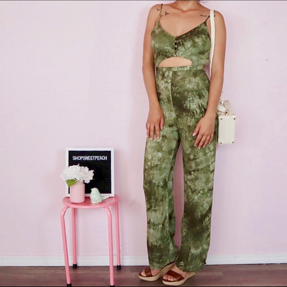 Olive Tie Dye Jumpsuit - Picture 3 of 3